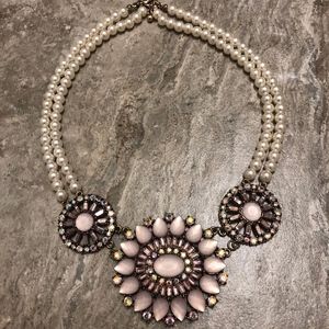 Purple Stone & Pearl Statement Necklace
